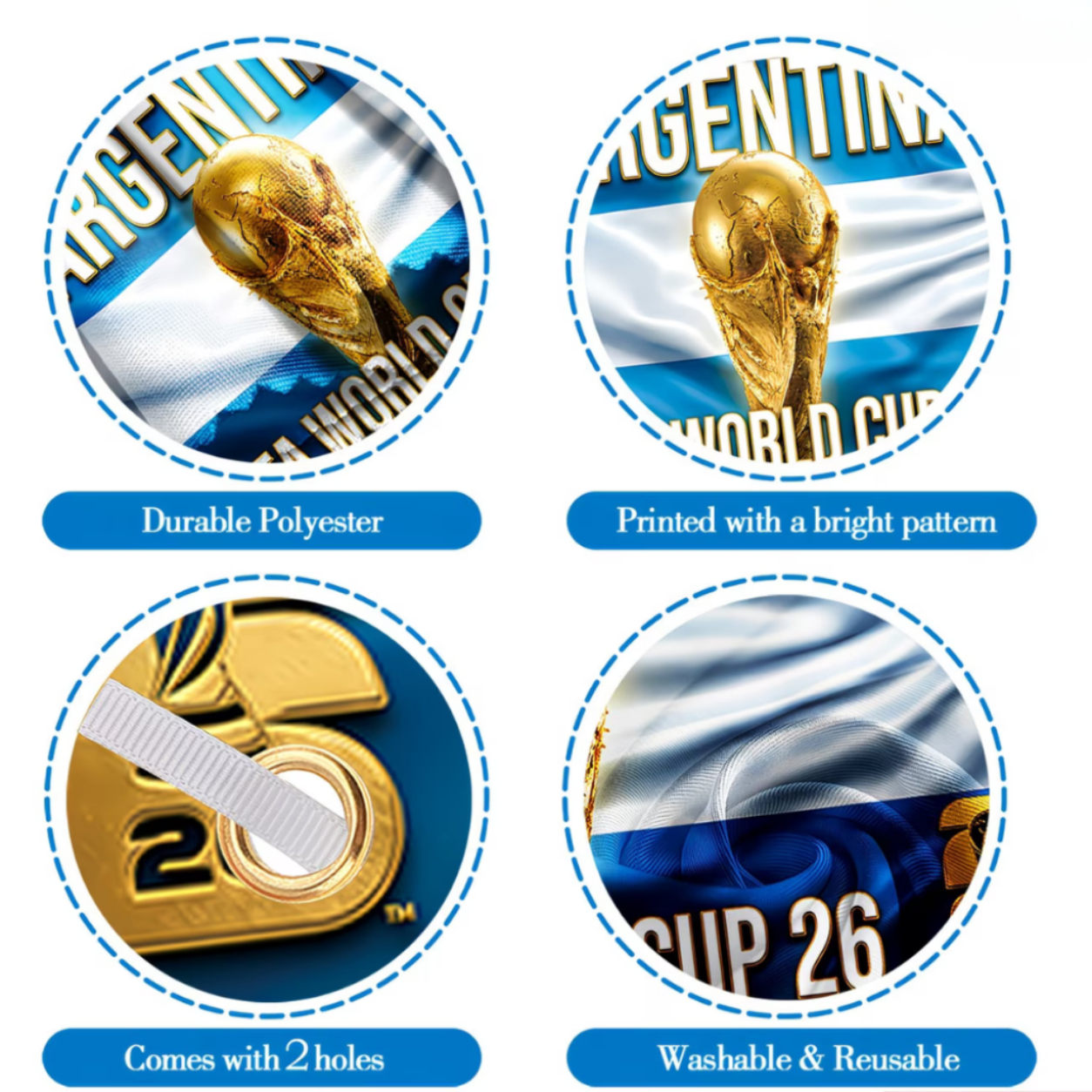 Argentina World Cup Flag Banner - Outdoor Soccer Fan Decor
