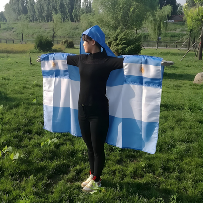 Argentina World Cup Flag Hooded Cape - Fan Cape for Football Fans