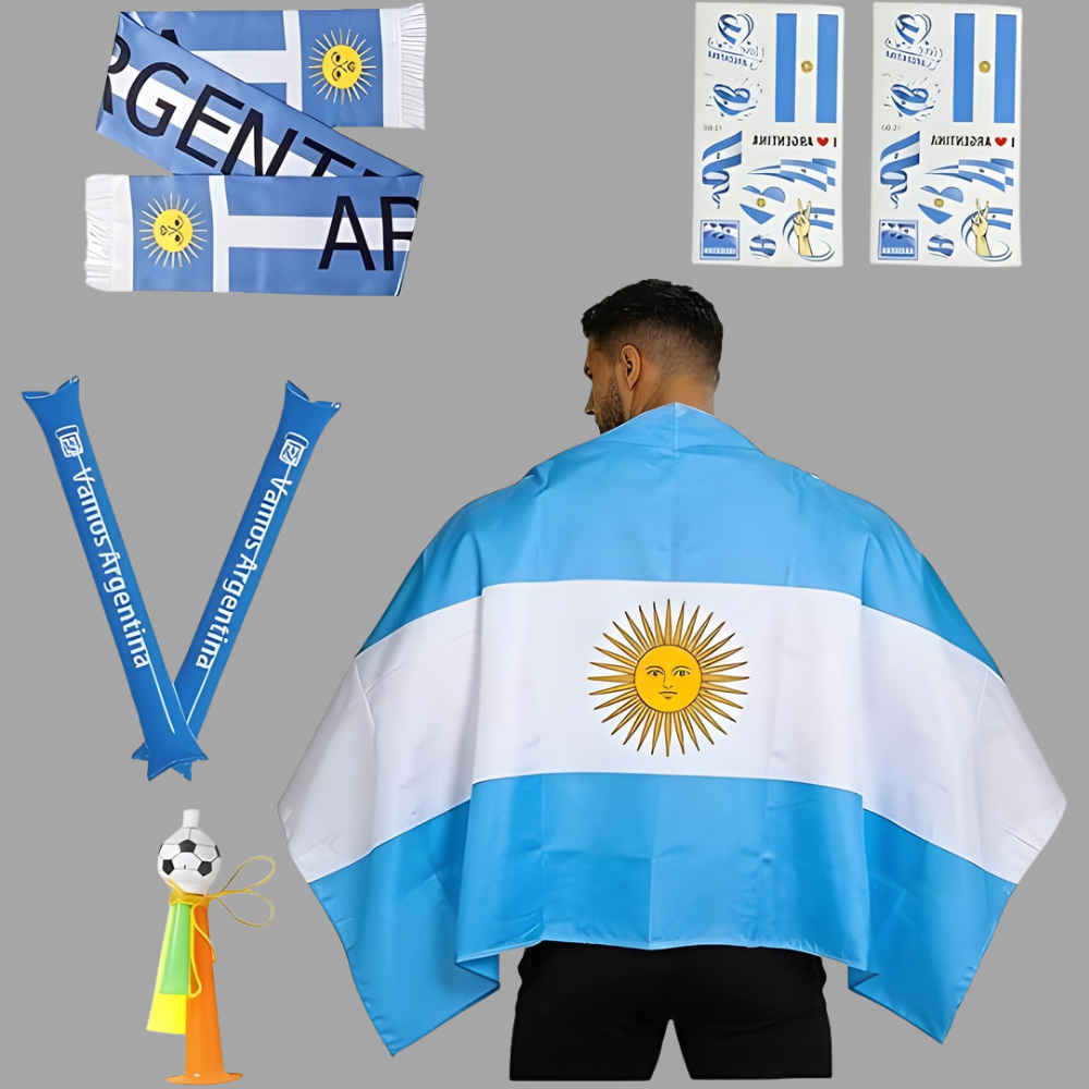 Argentina World Cup Flag Soccer Scarf & Thunder Sticks – Ultimate Fan Gear Bundle