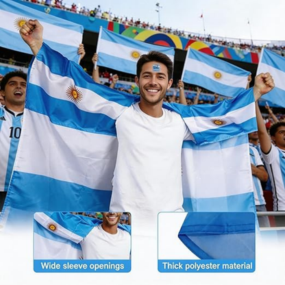 Argentina World Cup Flag Soccer Scarf & Thunder Sticks – Ultimate Fan Gear Bundle