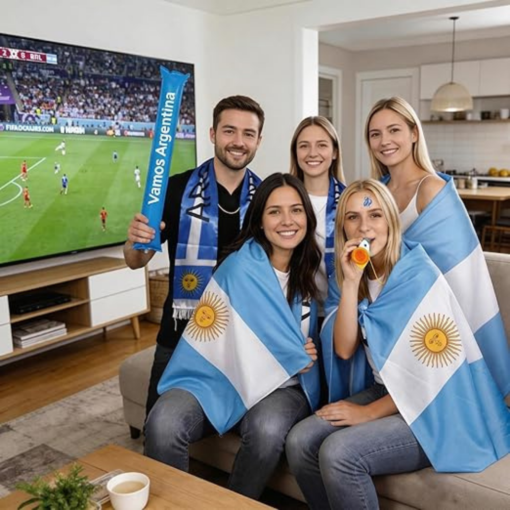 Argentina World Cup Flag Soccer Scarf & Thunder Sticks – Ultimate Fan Gear Bundle