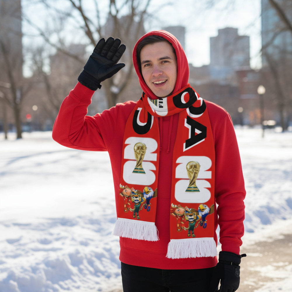 Canada Flag World Cup Fan Scarf - Hand-Washable Sports Gear for Soccer Fans